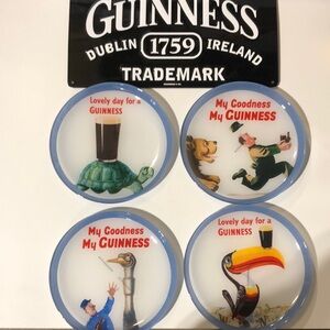 Guinness Glass Plates Set with Vintage Designs
